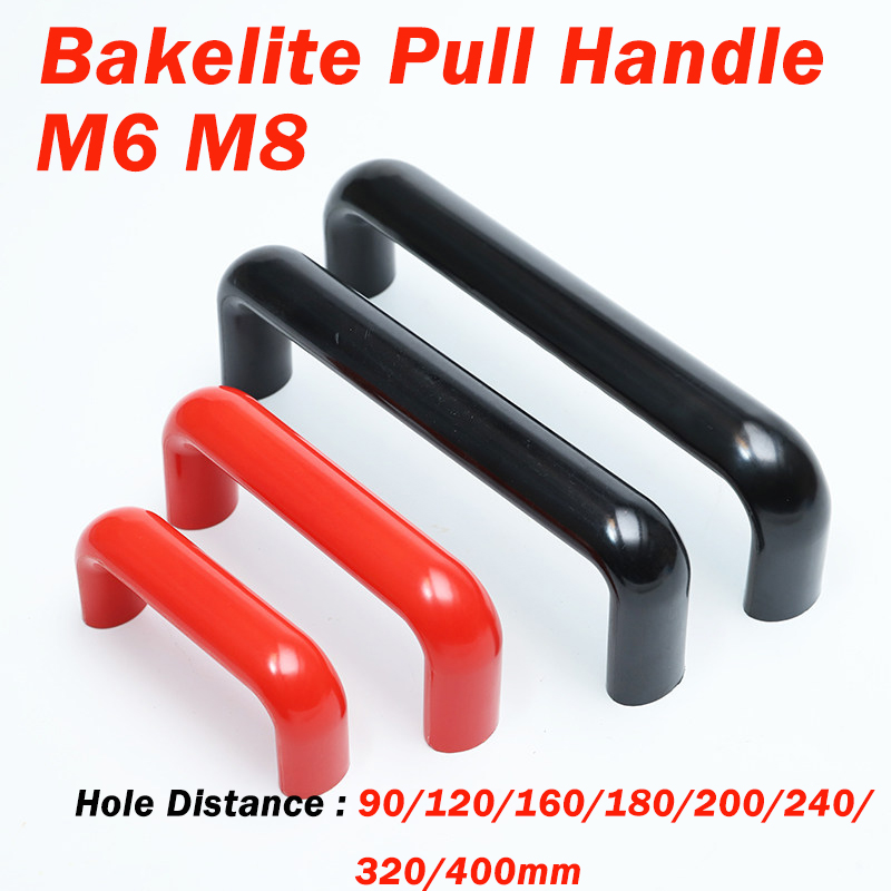 Furniture Hardware Black - Poignée ovale en bakélite rouge/noire 90~400mm,