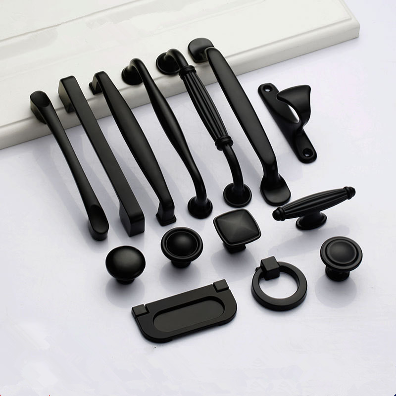 Furniture Hardware Drawer Pulls - Poignées noires pour boutons d'armoire de